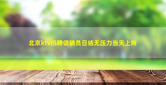 北京ktv招聘促销员日结无压力当天上岗